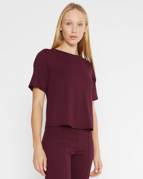 Ripley Rader Ponte Knit Short Sleeve Top Extended - Elderberry