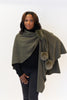 Image of Rippe's Furs Fox Fur Trim Wool Shoulder Loop Wrap - Khaki