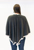 Image of Rippe's Furs Fox Fur Trim Wool Shoulder Loop Wrap - Charcoal/Pearl