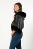 Image of Rippe's Furs Fox Fur Trimmed Short Leather Jacket - Black