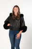 Image of Rippe's Furs Fox Fur Trimmed Short Leather Jacket - Black