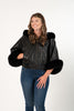 Image of Rippe's Furs Fox Fur Trimmed Short Leather Jacket - Black