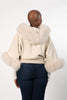 Image of Rippe's Furs Fox Fur Trimmed Short Leather Jacket - Pearl