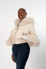 Image of Rippe's Furs Fox Fur Trimmed Short Leather Jacket - Pearl