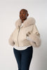 Image of Rippe's Furs Fox Fur Trimmed Short Leather Jacket - Pearl