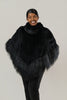 Image of Rippe's Furs Knitted Rex Fur Cowl Neck Poncho - Black