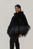Image of Rippe's Furs Knitted Rex Fur Cowl Neck Poncho - Black