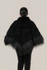 Image of Rippe's Furs Knitted Rex Fur Cowl Neck Poncho - Black
