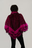 Image of Rippe's Furs Knitted Rex Fur Cowl Neck Poncho - Fuchsia
