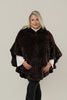 Image of Rippe's Furs Knitted Rex Fur Hooded Flounce Hem Zip Front Poncho - Brown