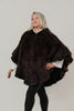 Image of Rippe's Furs Knitted Rex Fur Hooded Flounce Hem Zip Front Poncho - Brown