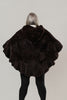 Image of Rippe's Furs Knitted Rex Fur Hooded Flounce Hem Zip Front Poncho - Brown