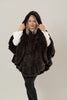 Image of Rippe's Furs Knitted Rex Fur Hooded Flounce Hem Zip Front Poncho - Brown