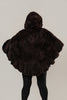Image of Rippe's Furs Knitted Rex Fur Hooded Flounce Hem Zip Front Poncho - Brown