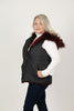 Image of Rippe's Furs Reversible Sculpted Hooded Mink Vest with Fox Fur Trim - Burgundy