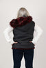 Image of Rippe's Furs Reversible Sculpted Hooded Mink Vest with Fox Fur Trim - Burgundy