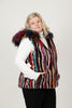 Image of Rippe's Furs Reversible Sculpted Hooded Mink Vest with Fox Fur Trim - Multicolor