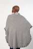 Image of Rippe's Furs Fox Fur Trim Ruffled Wool Wrap - Light Grey