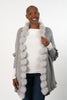 Image of Rippe's Furs Fox Fur Trim Ruffled Wool Wrap - Light Grey