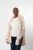 Image of Rippe's Furs Fox Fur Trim Ruffled Wool Wrap - Pearl