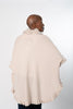 Image of Rippe's Furs Fox Fur Trim Ruffled Wool Wrap - Pearl