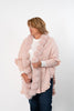 Image of Rippe's Furs Fox Fur Trim Ruffled Wool Wrap - Soft Pink