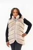 Image of Rippe's Furs Hi/Low Tiered Chevron Rabbit Fur Vest - Taupe