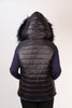 Image of Rippe's Furs Reversible Sculpted Hooded Mink Vest with Fox Fur Trim - Navy