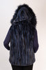 Image of Rippe's Furs Reversible Sculpted Hooded Mink Vest with Fox Fur Trim - Navy