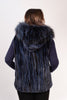 Image of Rippe's Furs Reversible Sculpted Hooded Mink Vest with Fox Fur Trim - Navy