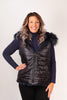 Image of Rippe's Furs Reversible Sculpted Hooded Mink Vest with Fox Fur Trim - Navy