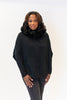 Image of Rippe's Furs Hooded Zip Front Poncho Sweater with Fox Fur Trim - Black