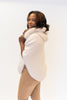 Image of Rippe's Furs Hooded Zip Front Poncho Sweater with Fox Fur Trim - Pearl