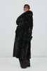 Image of Rippe's Furs Belted Sectioned Mink Coat with Fox Collar & Cuffs - Black