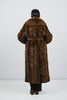 Image of Rippe's Furs Belted Sectioned Mink Coat with Fox Collar & Cuffs - Cognac