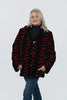Image of Rippe's Furs Hooded Reversible Sheared Striped Section Mink Jacket - Black/Red