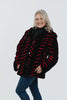 Image of Rippe's Furs Hooded Reversible Sheared Striped Section Mink Jacket - Black/Red