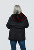 Image of Rippe's Furs Hooded Reversible Sheared Striped Section Mink Jacket - Black/Red