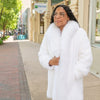 Image of Rippe's Furs Long Hair Mink Stroller with Fox Tuxedo - White