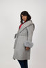Image of Rippe's Furs Double Faced Cashmere Blend Hooded A-Line Wrap Coat with Fox Fur Cuffs - Grey