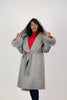 Image of Rippe's Furs Double Faced Cashmere Blend Hooded A-Line Wrap Coat with Fox Fur Cuffs - Grey