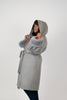 Image of Rippe's Furs Double Faced Cashmere Blend Hooded A-Line Wrap Coat with Fox Fur Cuffs - Grey