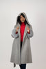 Image of Rippe's Furs Double Faced Cashmere Blend Hooded A-Line Wrap Coat with Fox Fur Cuffs - Grey