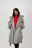 Image of Rippe's Furs Double Faced Cashmere Blend Hooded A-Line Wrap Coat with Fox Fur Cuffs - Grey