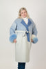 Image of Rippe's Furs Double Faced Cashmere Blend Dip Dyed Wrap Coat with Fox Fur Cuffs - Blue