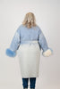 Image of Rippe's Furs Double Faced Cashmere Blend Dip Dyed Wrap Coat with Fox Fur Cuffs - Blue