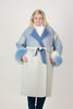 Image of Rippe's Furs Double Faced Cashmere Blend Dip Dyed Wrap Coat with Fox Fur Cuffs - Blue