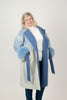Image of Rippe's Furs Double Faced Cashmere Blend Dip Dyed Wrap Coat with Fox Fur Cuffs - Blue