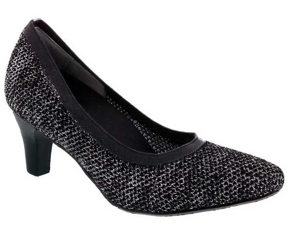 Ros Hommerson Kitty Block Heel Stretch Pump - Black Glitter