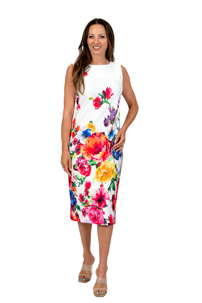 Scapa by Lauren Perre Sleeveless Floral Sheath Dress - White/Multicolor